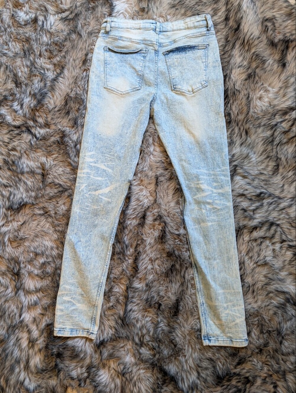 Reason Streetwear Acid Wash Moto Jeans Padded Underlay Rips Style #RSP-290 - Picture 2 of 6